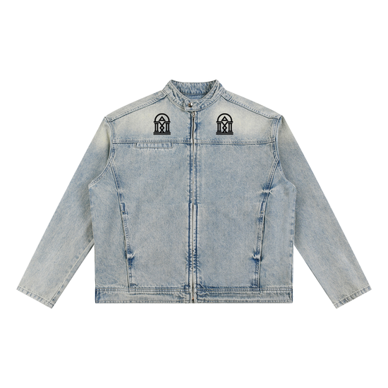 "Composed" Vintage Wash Zip Denim Jacket