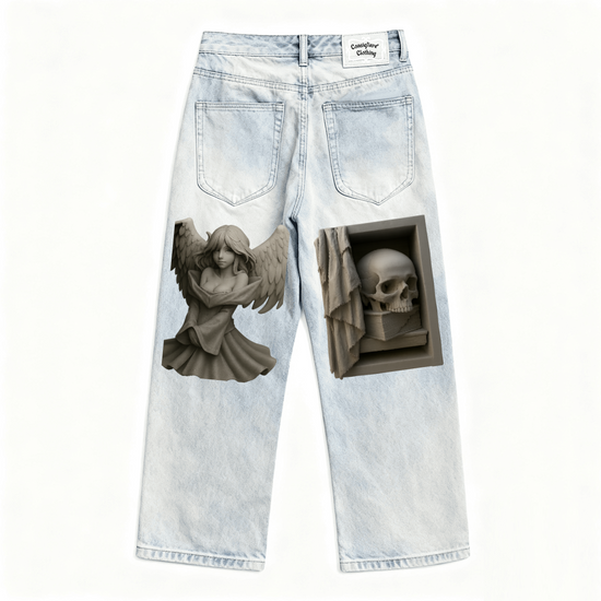 “Angel of Art” Relaxed Wide-Leg Jeans