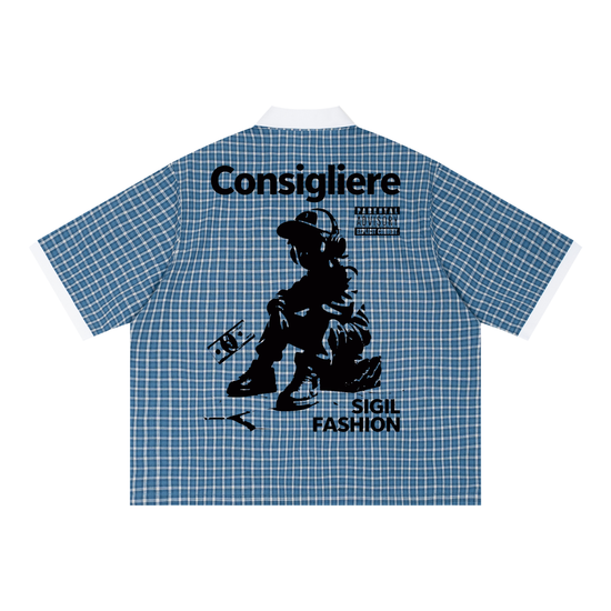 Boxy Plaid "Block Chillin" Polo Shirt