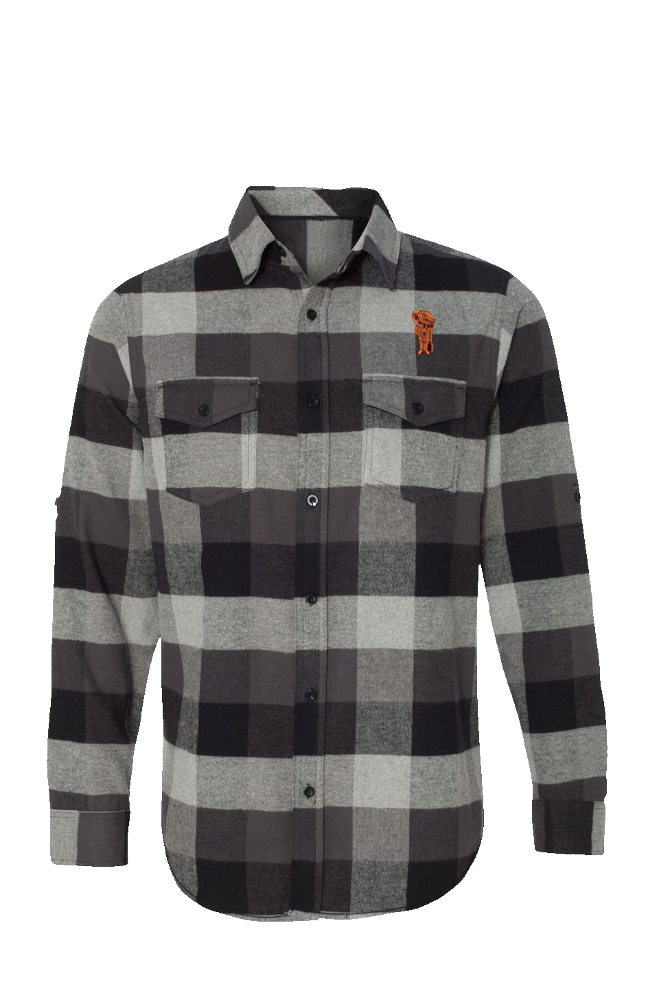 Embroidered Grey/Black Flannel