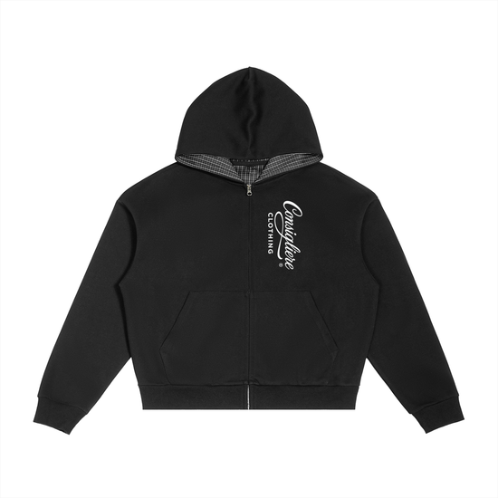 Plaid Boxy Zip Hoodie