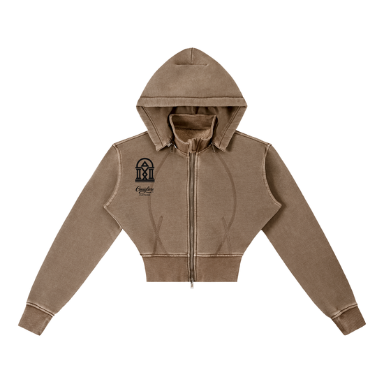 Vintage Washed Cropped Fleece Hoodie